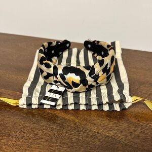 Lele Sadoughi Black and Gold Patterned Headband